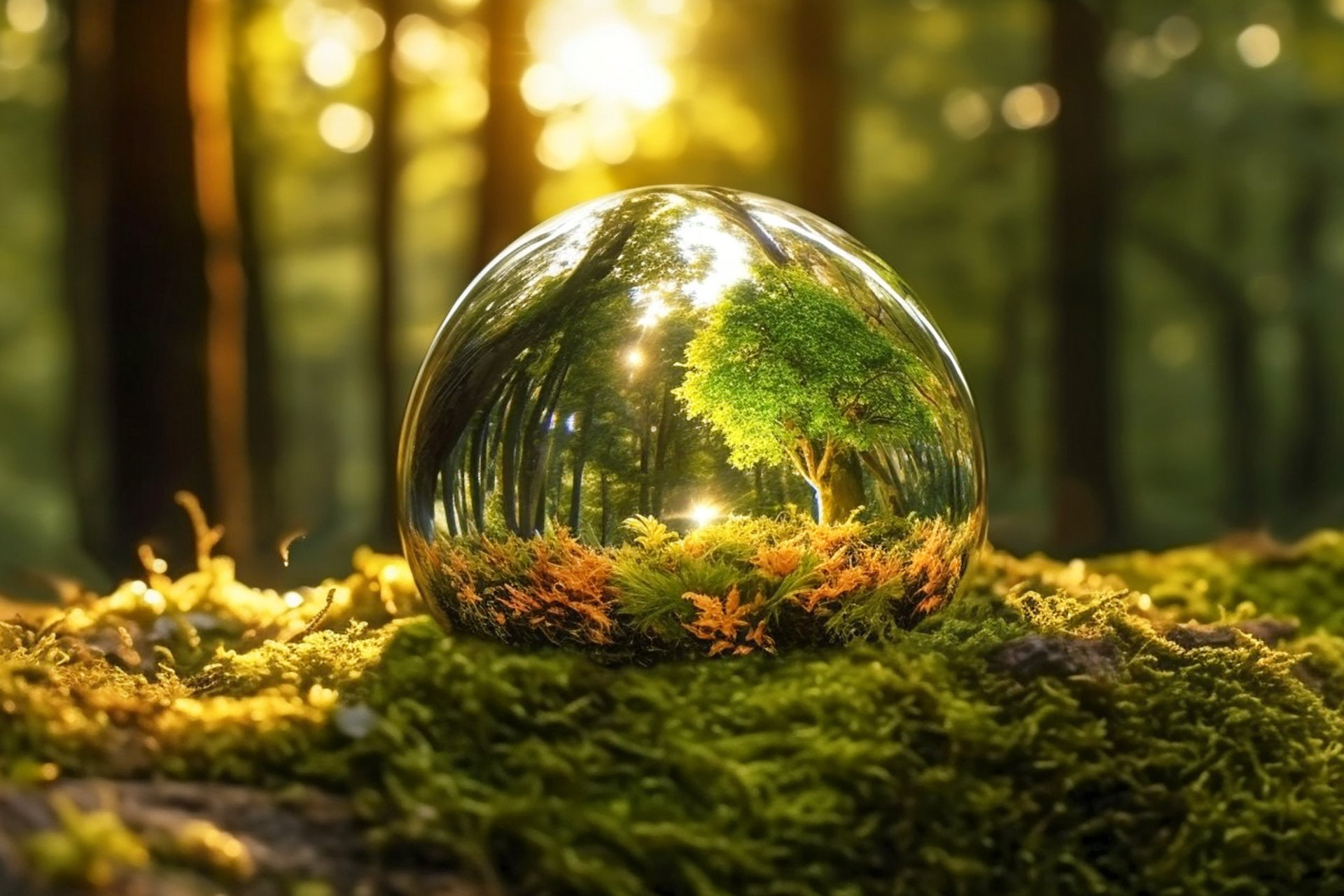 Glass ball in a forest